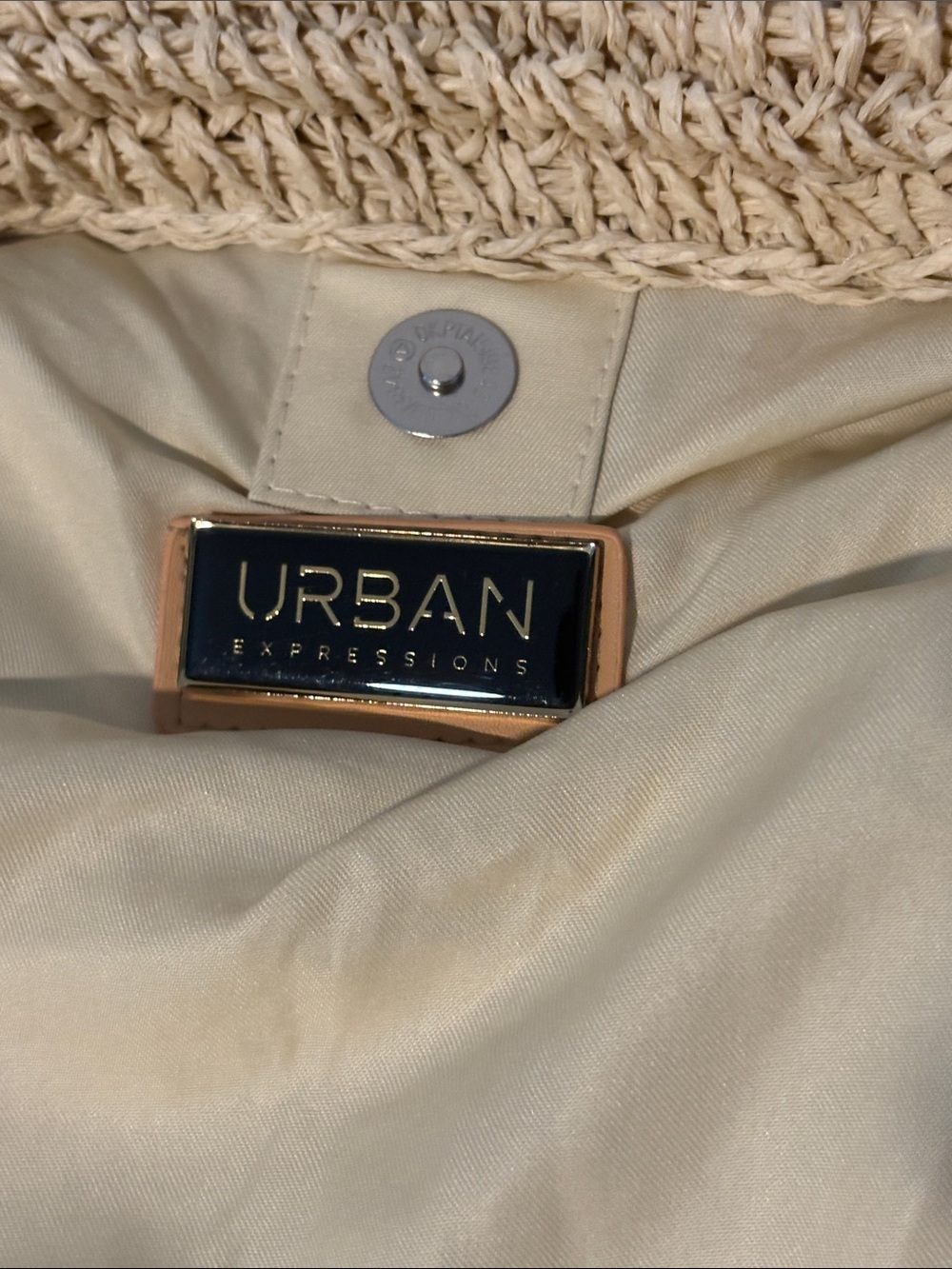 Urban Expressions Woven Tote Bag with Tan Handles Vegan - Picture 6 of 8